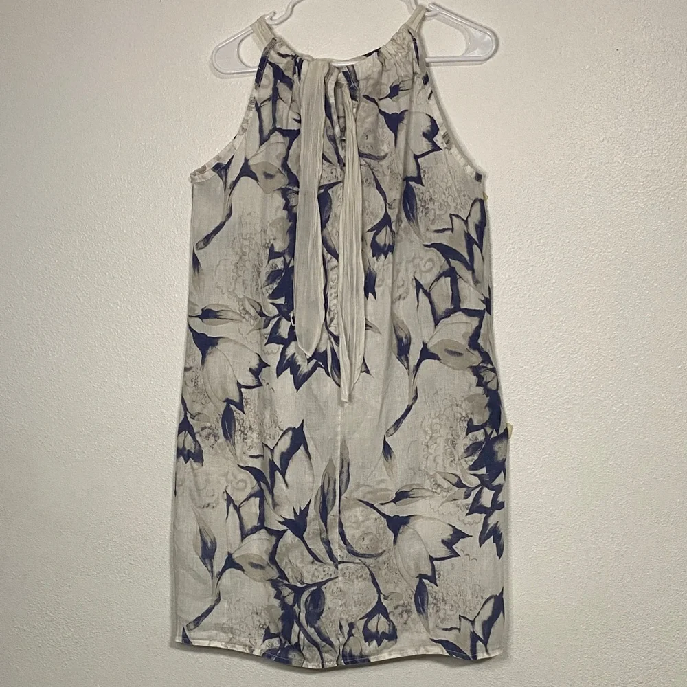 Bellambia madre in Italy Elegant Blue and White Floral Midi Dress Size L